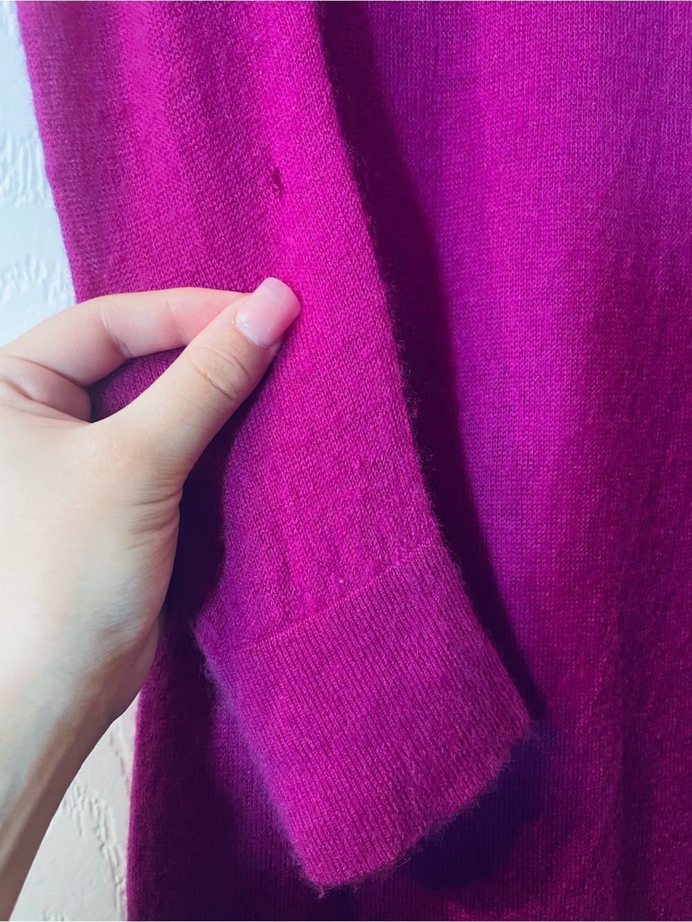 Cashmere Women’s Ruffle Front Long Sleeve Dress - Fuchsia - Picture 4 of 6